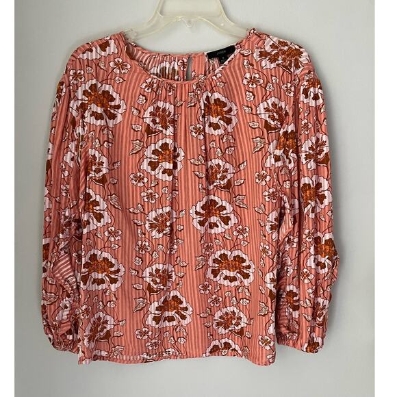 J. Crew Ruffle Sleeve Top Floral Office Casual Boho Colorful Career Size Small - Picture 2 of 13